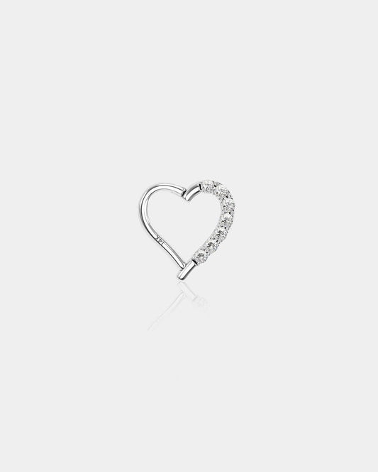 14K White Gold Heart Shaped CZ Earring