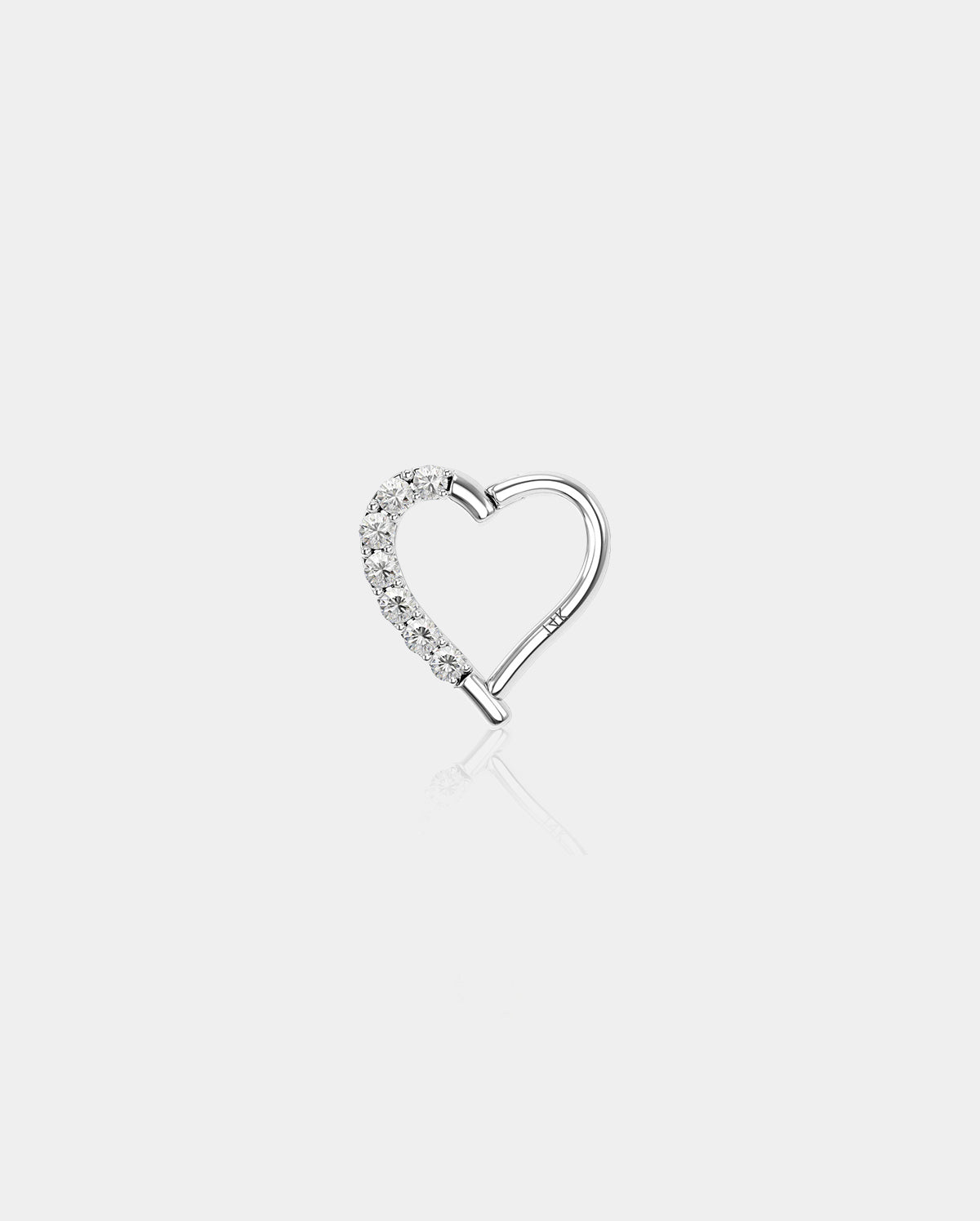 14K White Gold Heart Shaped CZ Earring