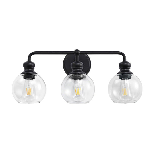 Irvine Black Modern Clear Glass 3-Light Vanity Light
