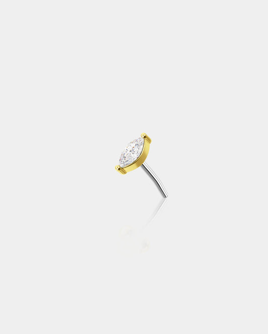 14K Gold Marquise CZ Threadless Conch Stud