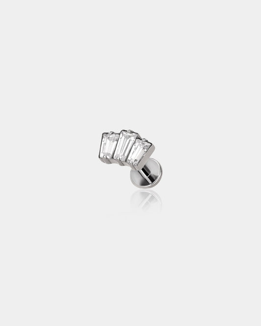 Triple Rectangle Titanium Flat Back Stud