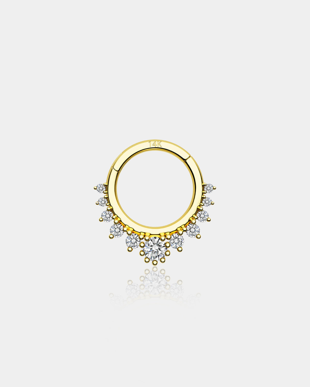 14K Gold CZ Segment Septum Ring