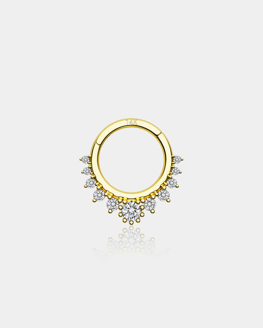 14K Gold CZ Segment Septum Ring
