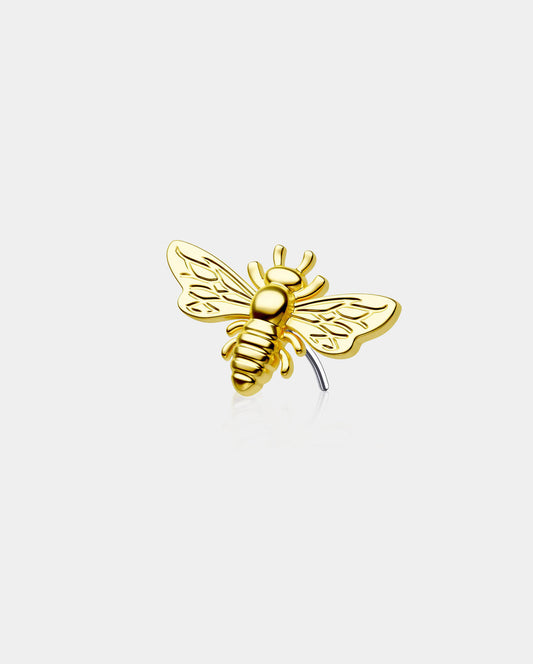 14K Gold Flying Bee Threadless Nose Stud