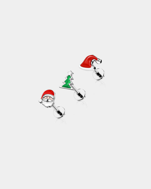 3PCS Christmas Internally Threaded Cartilage Studs