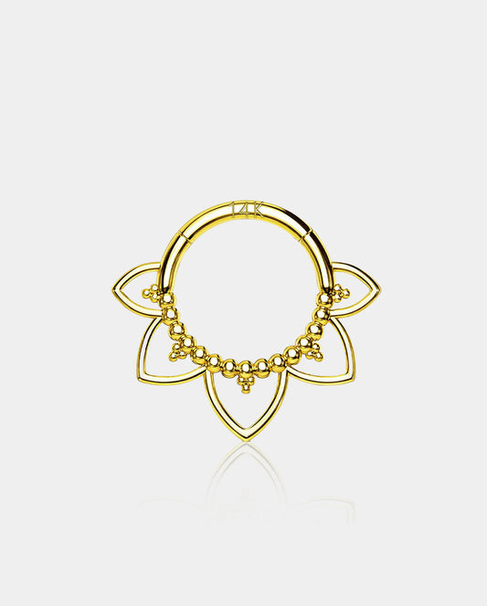 14K Gold Lotus Flower Segment Septum Ring