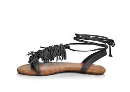 Rayna: Fringe Strap Sandal in Black
