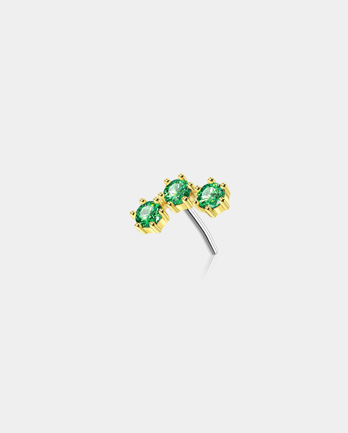 14K Gold Triple CZ Threadless Helix Earring