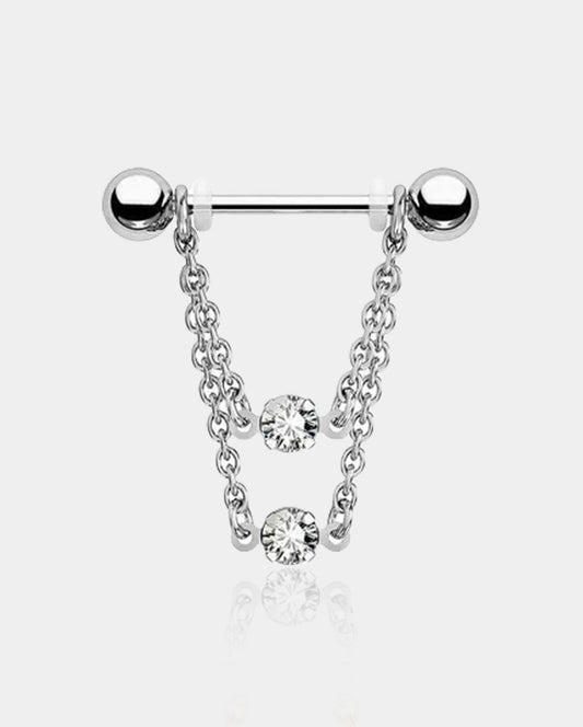 2PCS Double Chain Nipple Rings