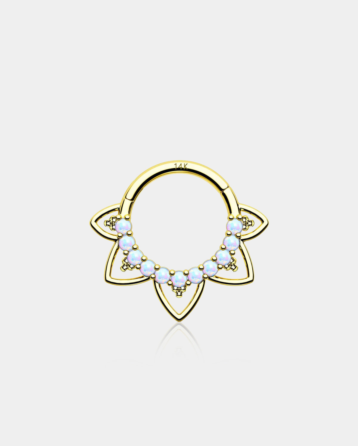 14K Gold Opal Lotus Flower Segment Septum Ring