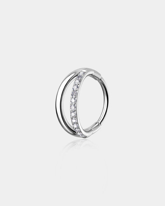 20G Half CZ Double Hoop Titanium Nose Ring