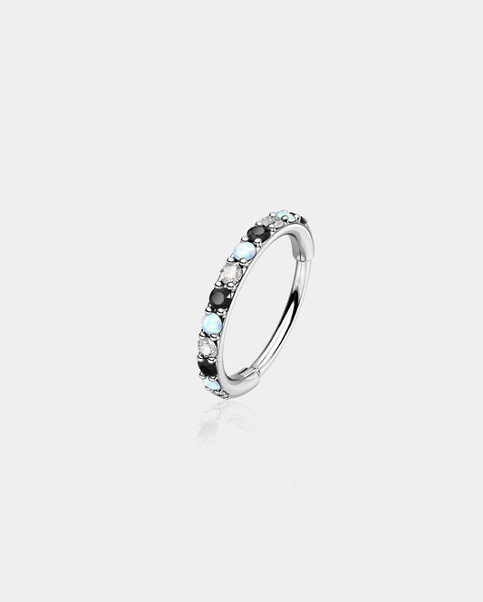 Alternating Opal and CZ Segment Nose Ring