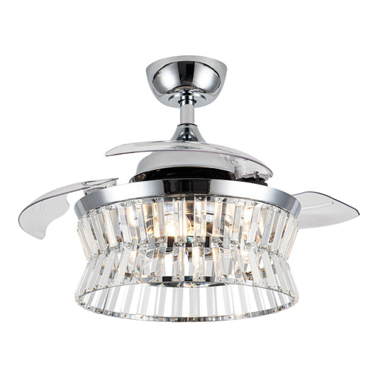 36" Prayag Modern Downrod Mount Crystal Ceiling Fan with Lighting and Remote Control