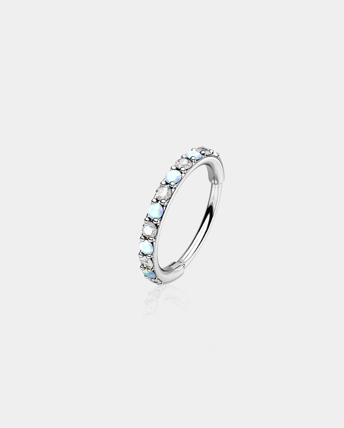Alternating Opal and CZ Segment Nose Ring