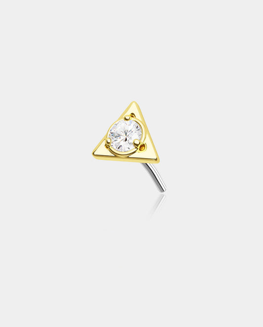 14K Gold Triangle CZ Top Threadless Nose Stud