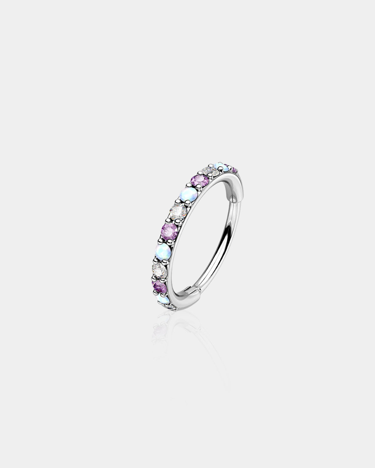 Alternating Opal and CZ Segment Nose Ring