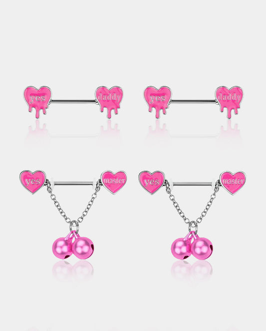 4PCS Flirting Words Nipple Piercing Ring