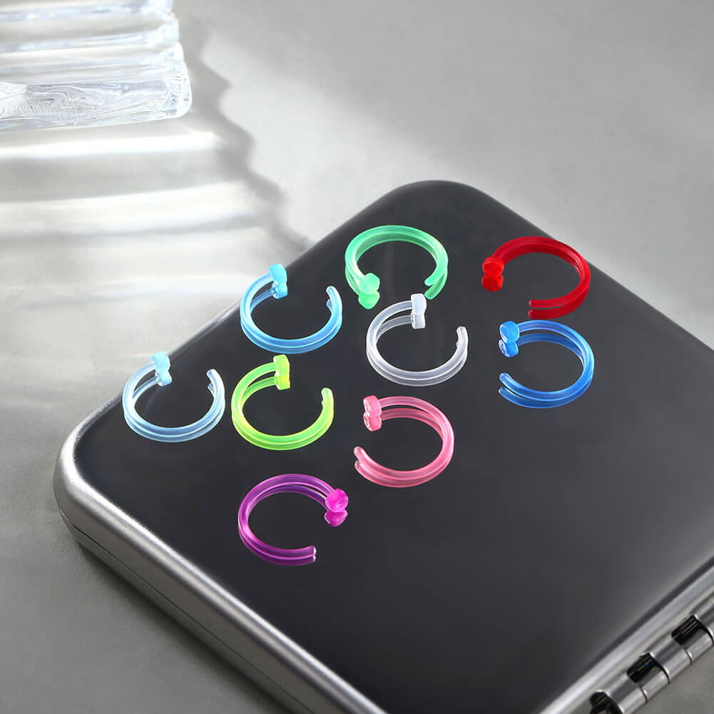 9PCS Colorful Acrylic Nose Hoop Set