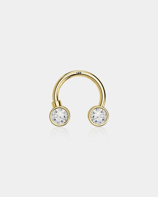 14K Gold CZ Horseshoe Septum Ring