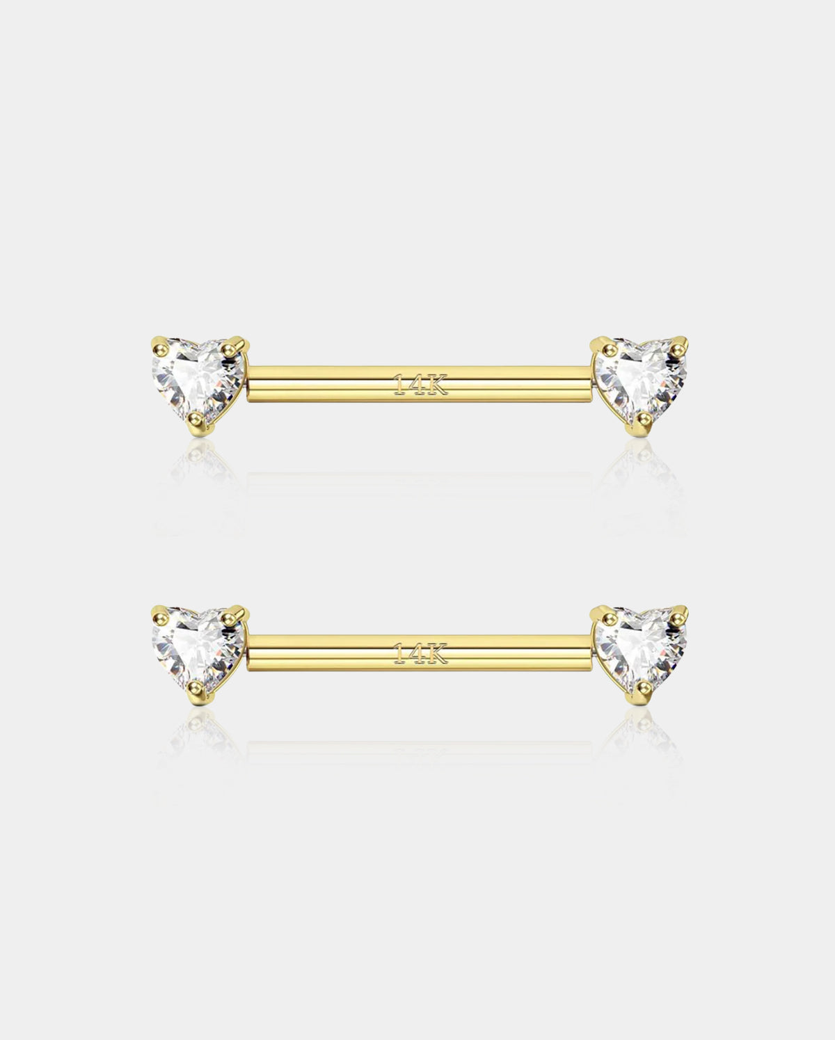 14K Gold Heart CZ Nipple Ring