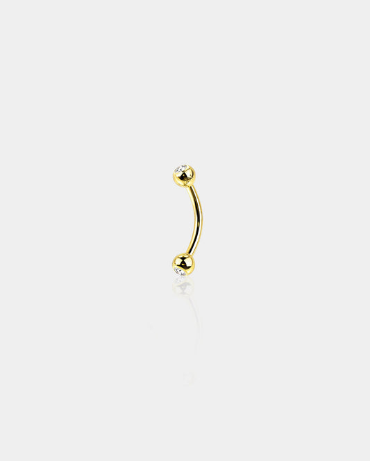 14K Gold Curved Barbells Rook Earring