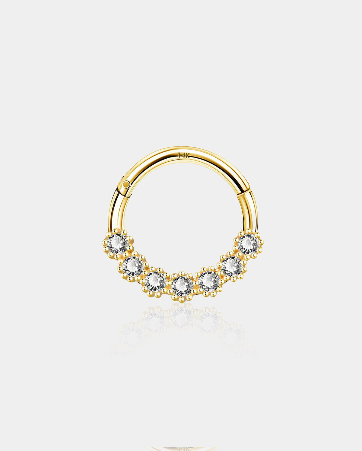 14K Gold Hoop CZ Segment Helix Hoop