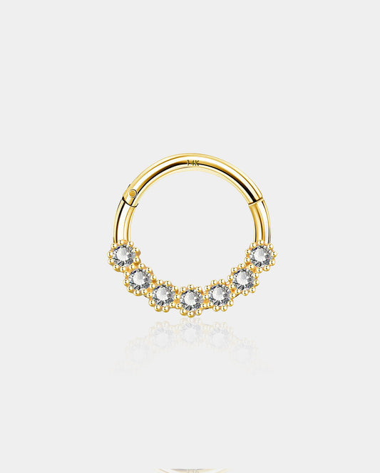 14K Gold Hoop CZ Segment Helix Hoop