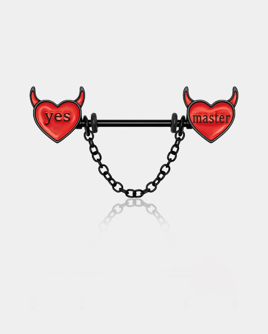 2PCS Red Little Evil Chain Nipple Barbell Rings