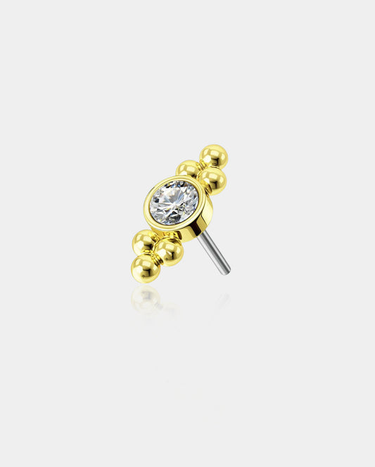 14K Gold Symmetry Beads Threadless Labret Stud