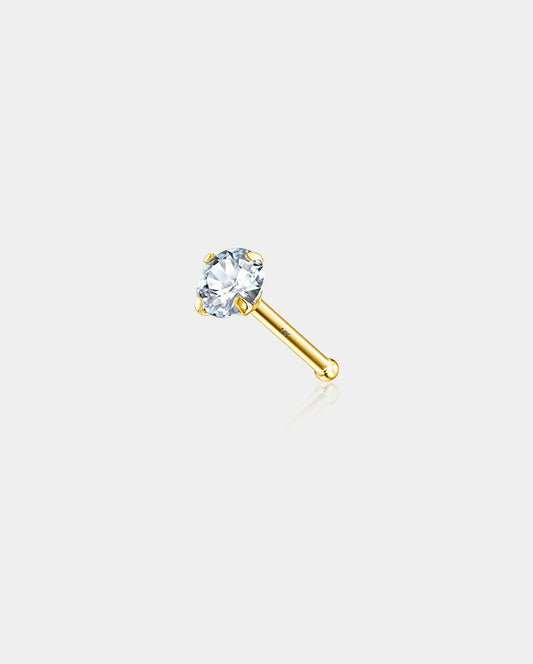 14K Gold Round CZ Nose Bone Jewelry