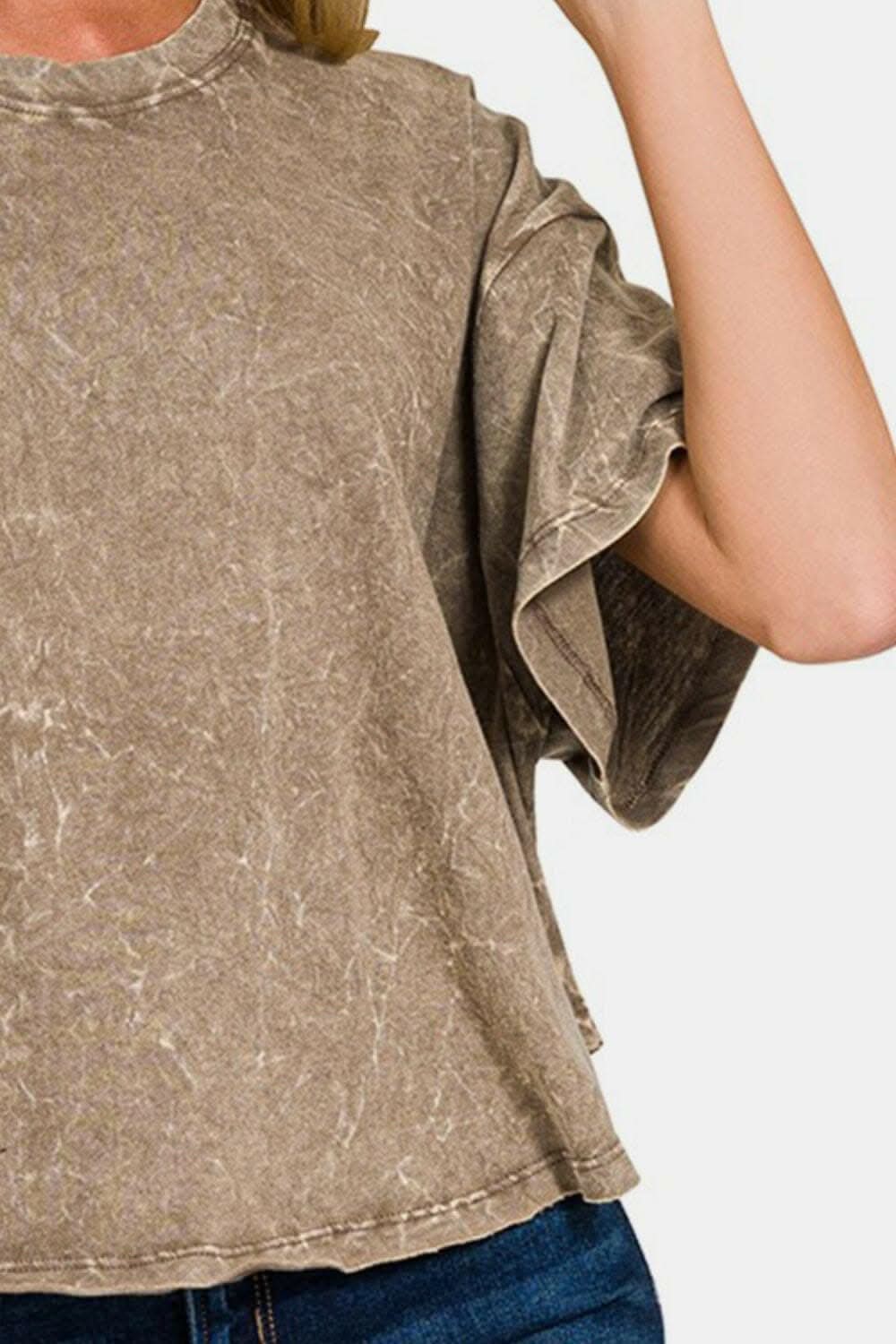 Zenana cropped drop shoulder tee