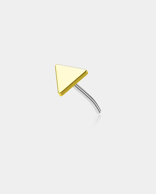 14K Gold Flat Triangle Threadless Nose Stud