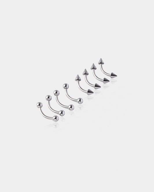 8PCS Balls Spikes Eyebrow Ring Rook Set