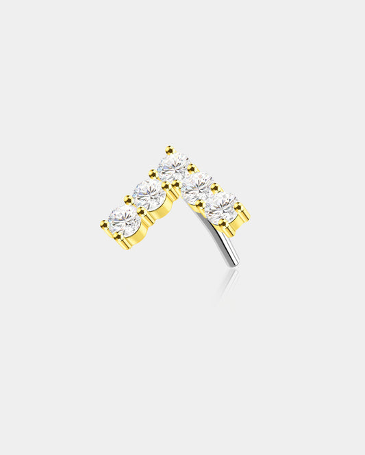 14K Gold Arrow Shape Threadless Nose Stud