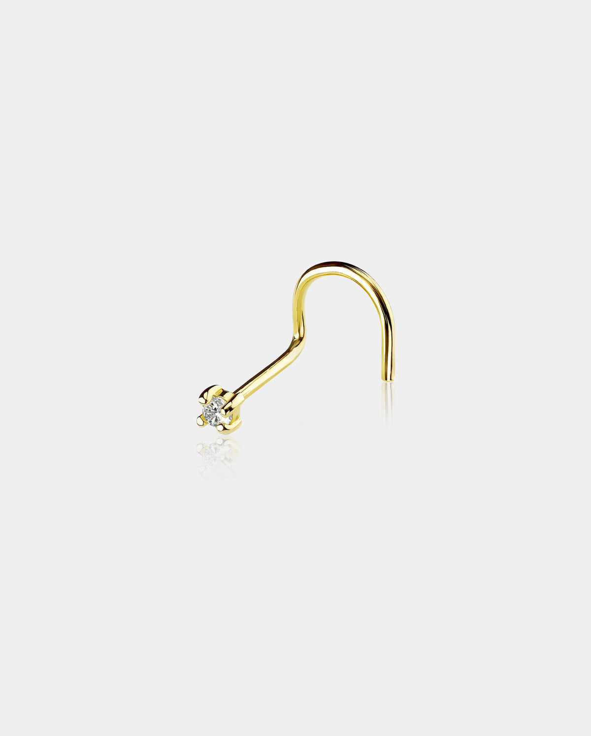14K Gold Screw CZ Nose Stud