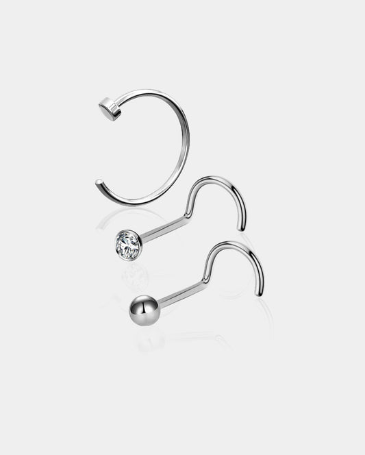 3PCS Titanium Screw Nose Stud Pack