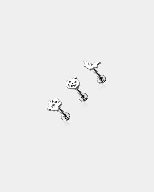 3PCS Pumpkin Bat Internally Threaded Cartilage Studs