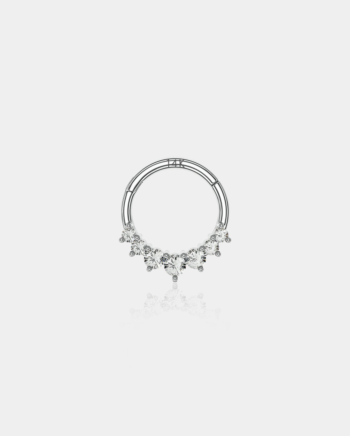 14K White Gold CZ Segment Septum Ring
