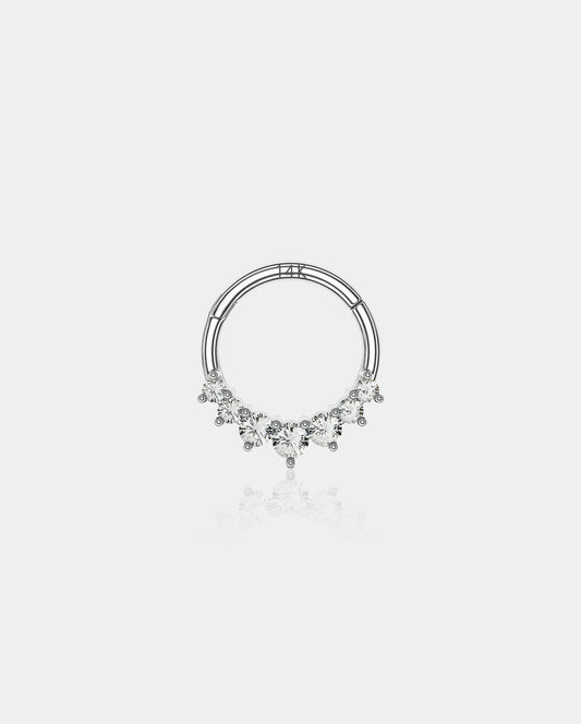 14K White Gold CZ Segment Septum Ring