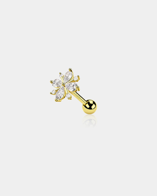 14K Gold CZ Tragus Flower Cartilage Earring