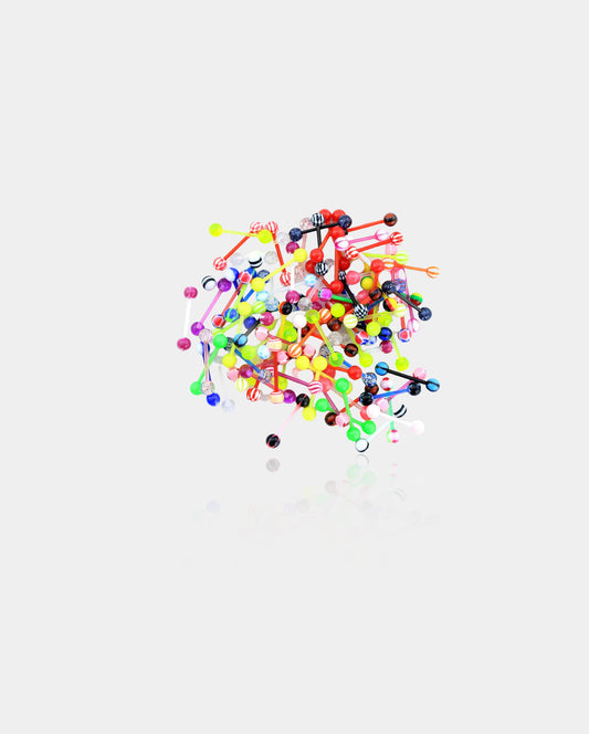100PCS Candy Color Acrylic Tongue Barbell Set