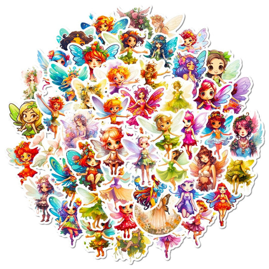 50 Fairy Vinyl Stickers – Waterproof, UV-Proof, No-Duplicate Set