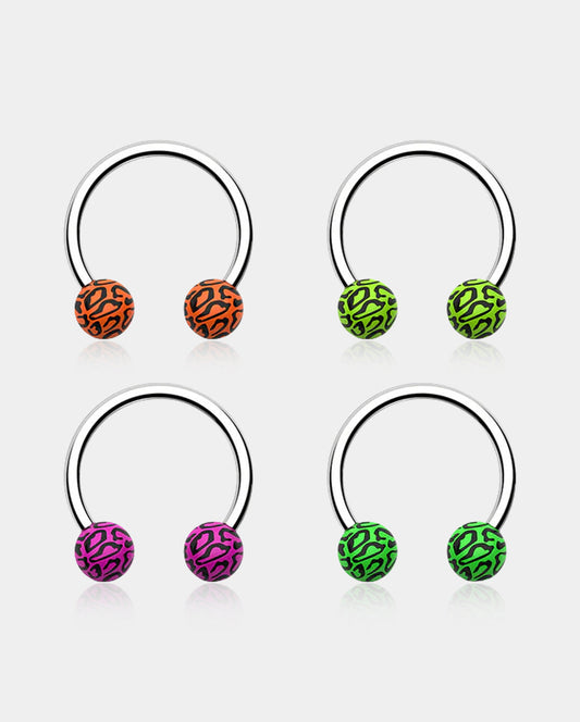 4PCS Leopard Print Horseshoe Septum Ring