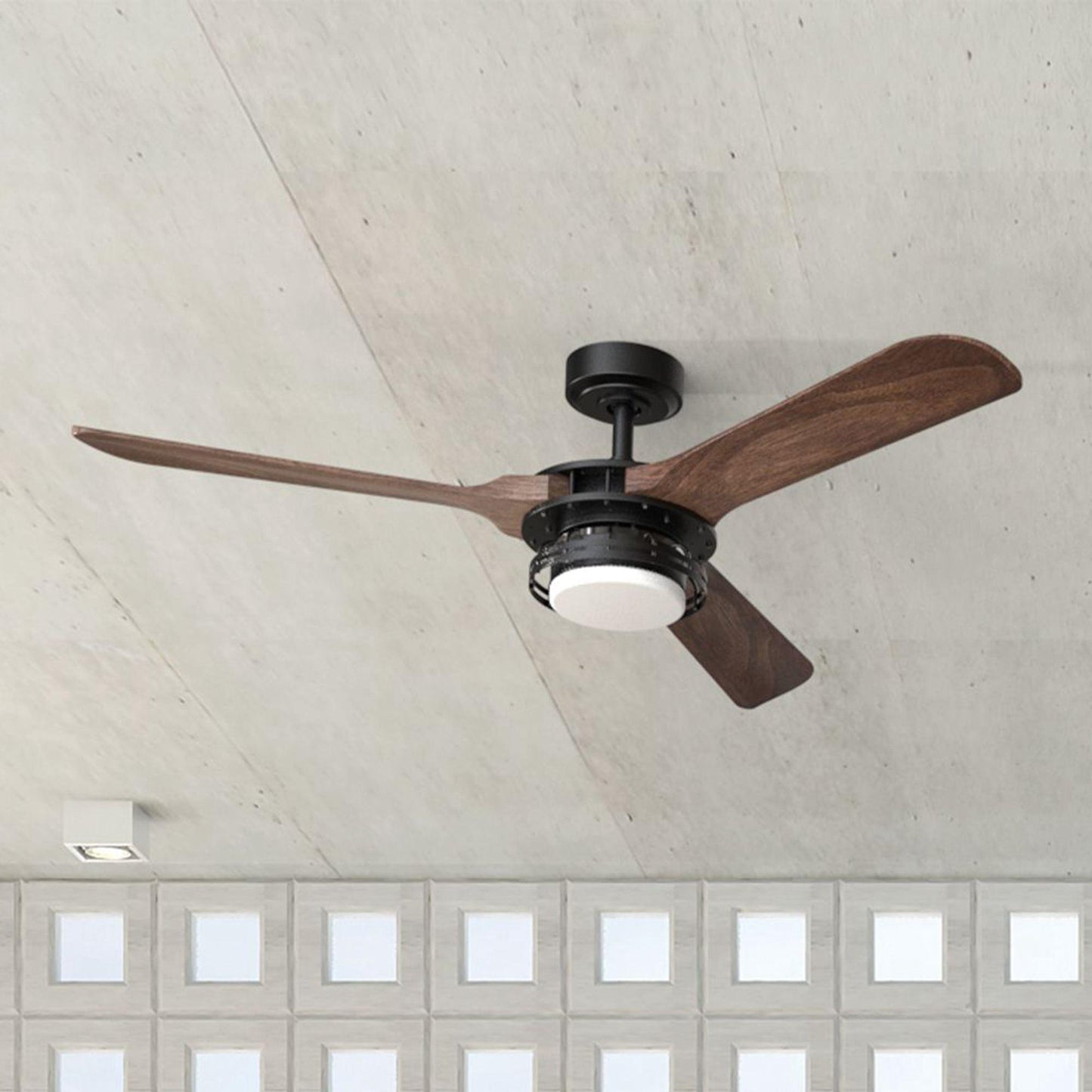52" Aerofanture Industrial DC Motor Downrod Mount Reversible Ceiling Fan with Lighting and Remote Control