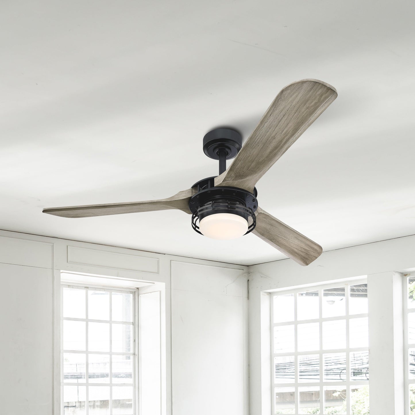 52" Aerofanture Industrial DC Motor Downrod Mount Reversible Ceiling Fan with Lighting and Remote Control