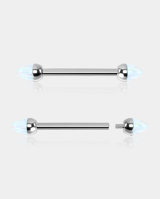 2PCS Opal Internally Threaded Titanium Nipple Barbell