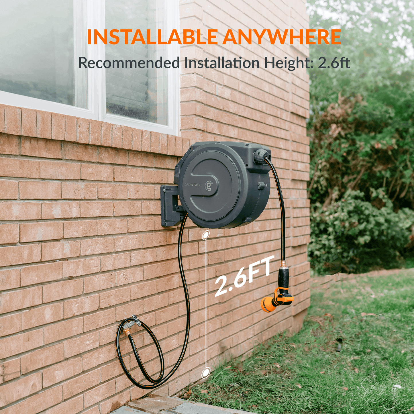 Retractable Garden Hose Reel-1/2in-78ft