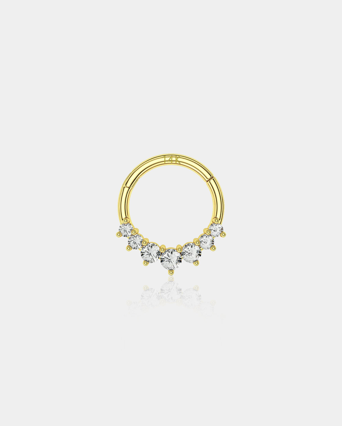 14K Gold CZ Segment Daith Ring