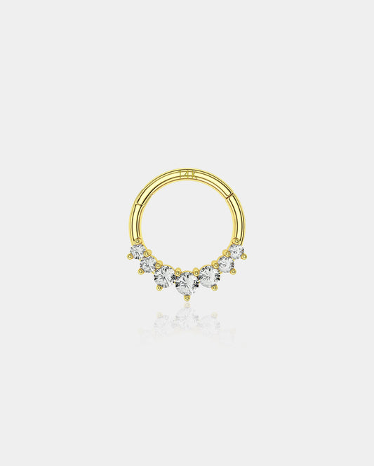 14K Gold CZ Segment Daith Ring