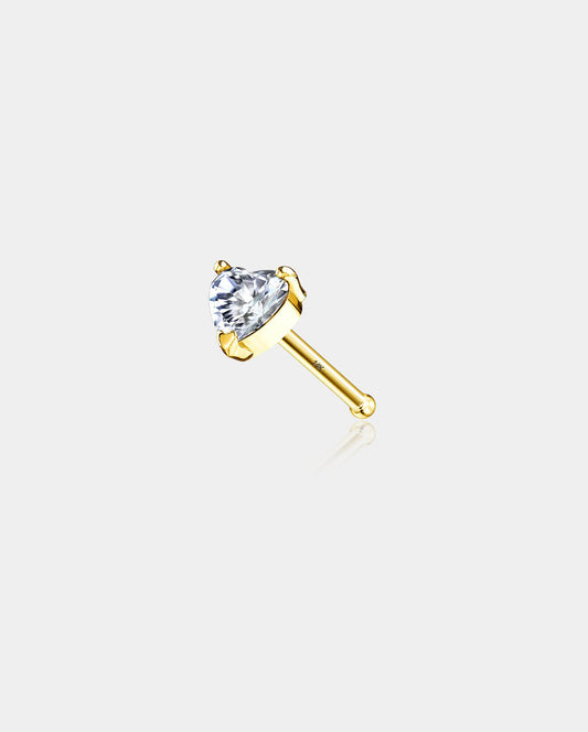 14K Gold Heart CZ Bone Nose Stud